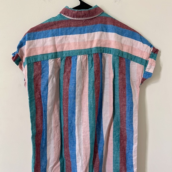 Madewell Central Shirtdress in Flagstaff Stripe Linen Blend Size Small - Picture 8 of 11